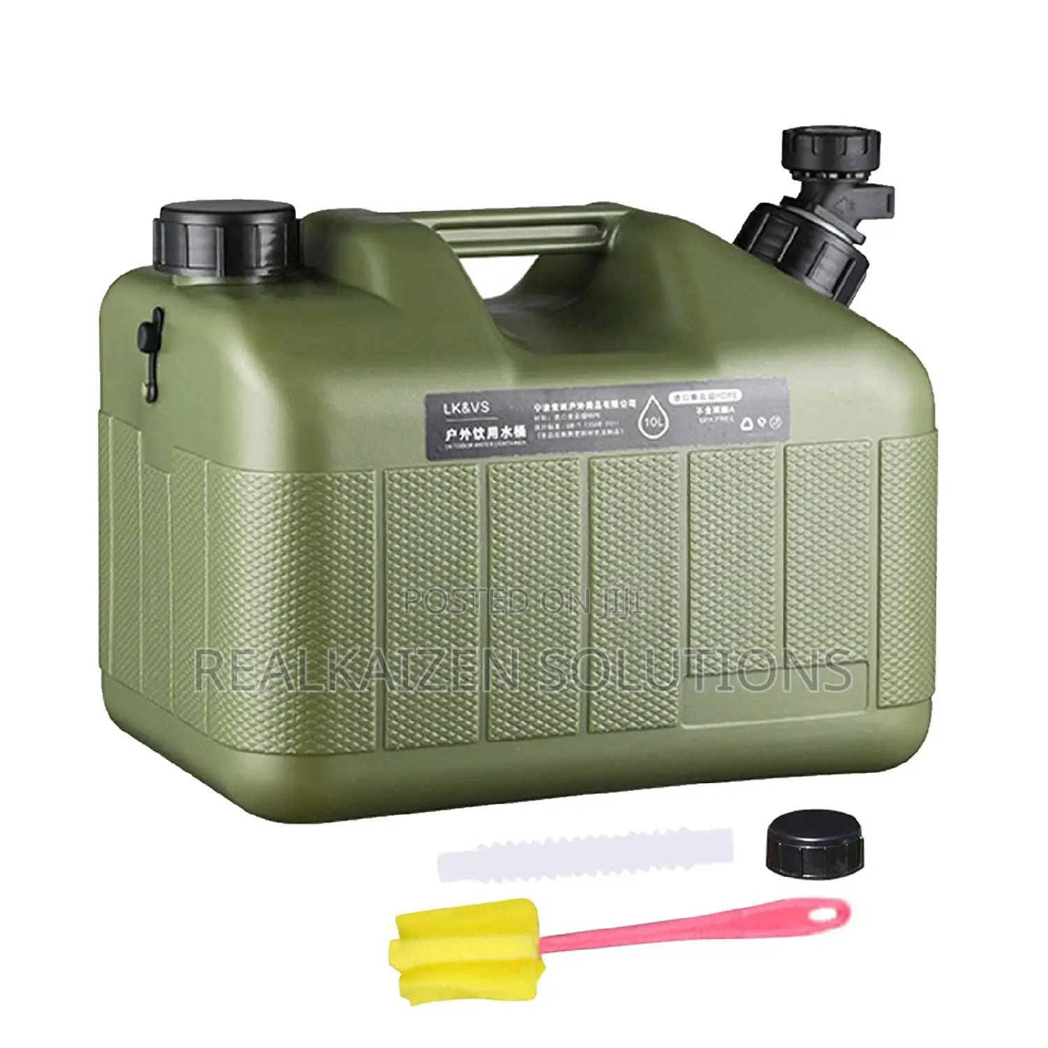 Army Green 10L Water Jerrycan Canister With Tap and Lid