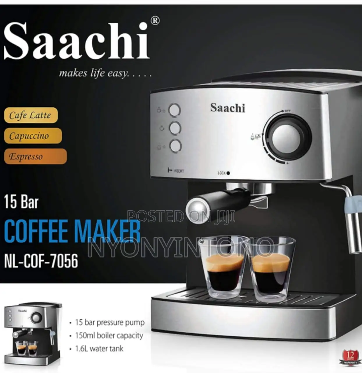 Saachi 15bar Commercial Grade Coffee Machine.