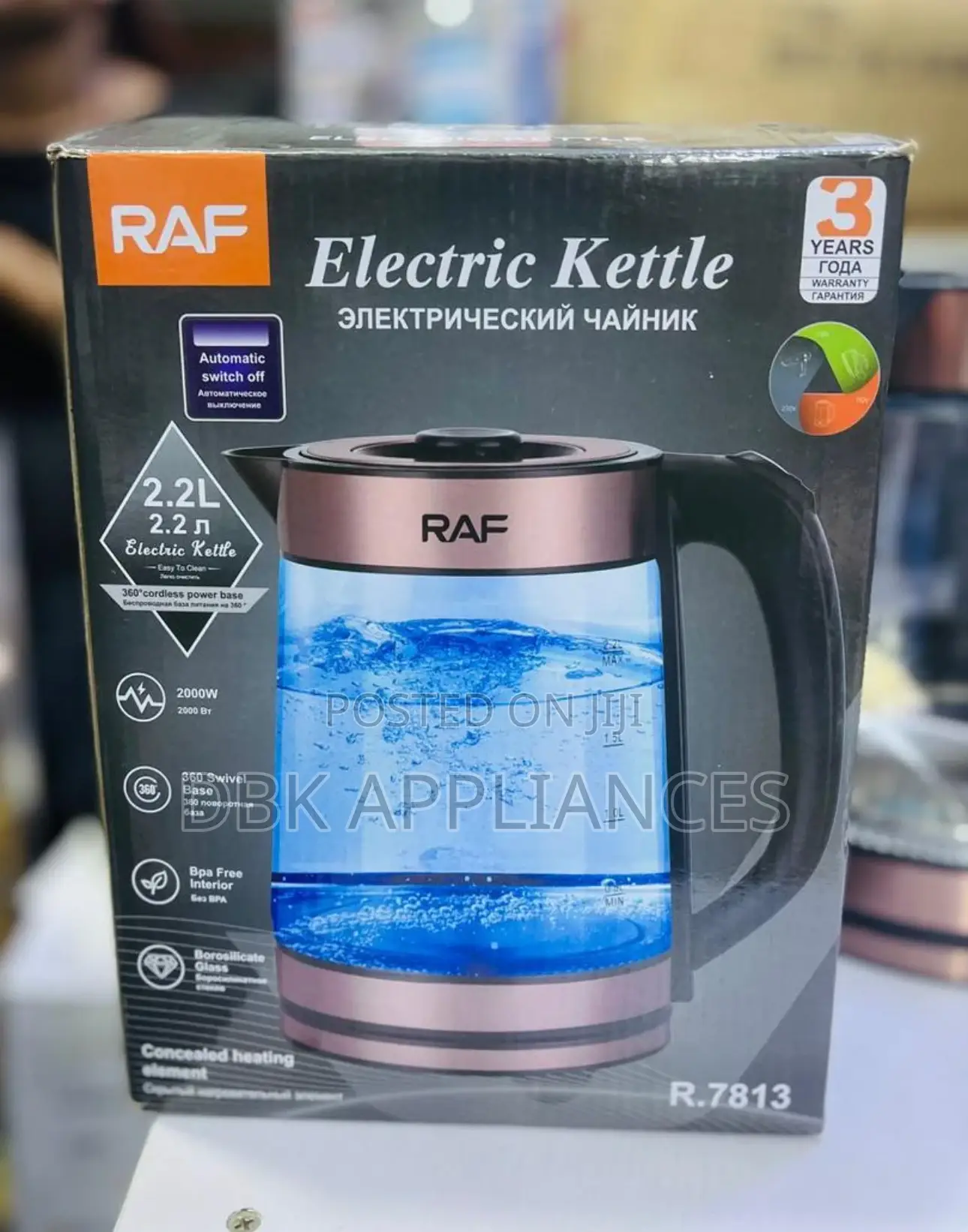 Raf 2.2L Electric Glass Kettle 2000W