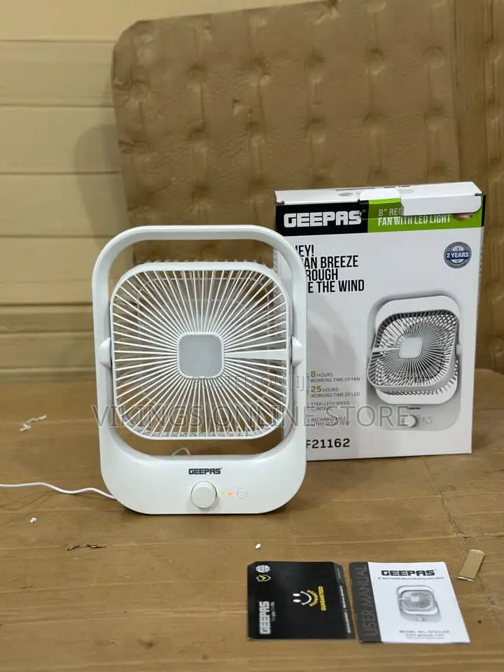 Geepas 8" Rechargeable Fan With LED Light