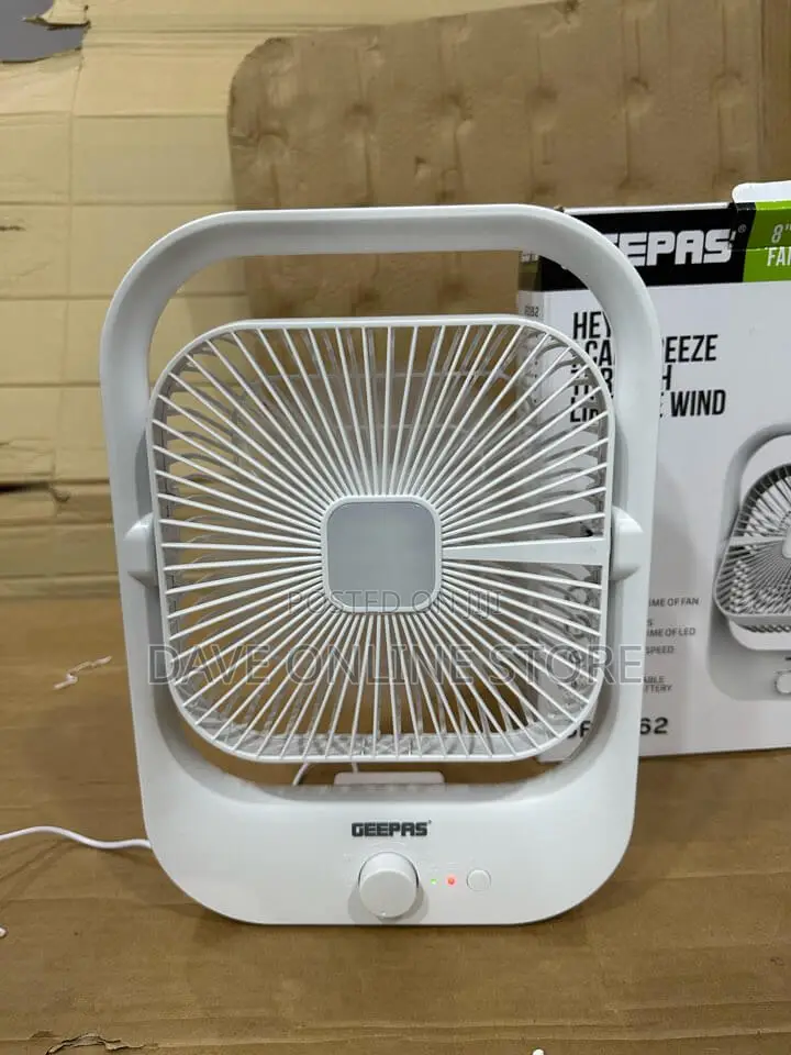 Geepas 8" Rechargeable Fan With LED Light