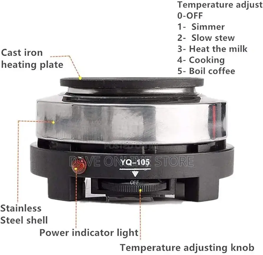 Portable 500W Electric Heater Stove, Single Burner