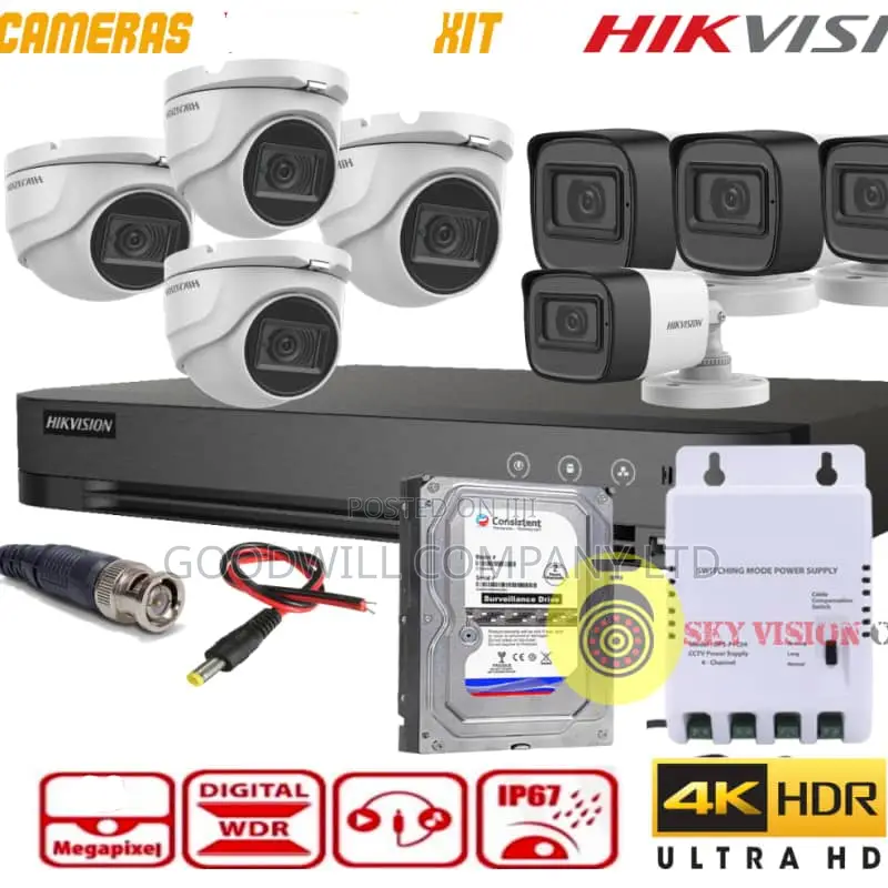 HIK Vision 8 Channel CCTV Camera Full Kit Colored 24/7 DFGHK