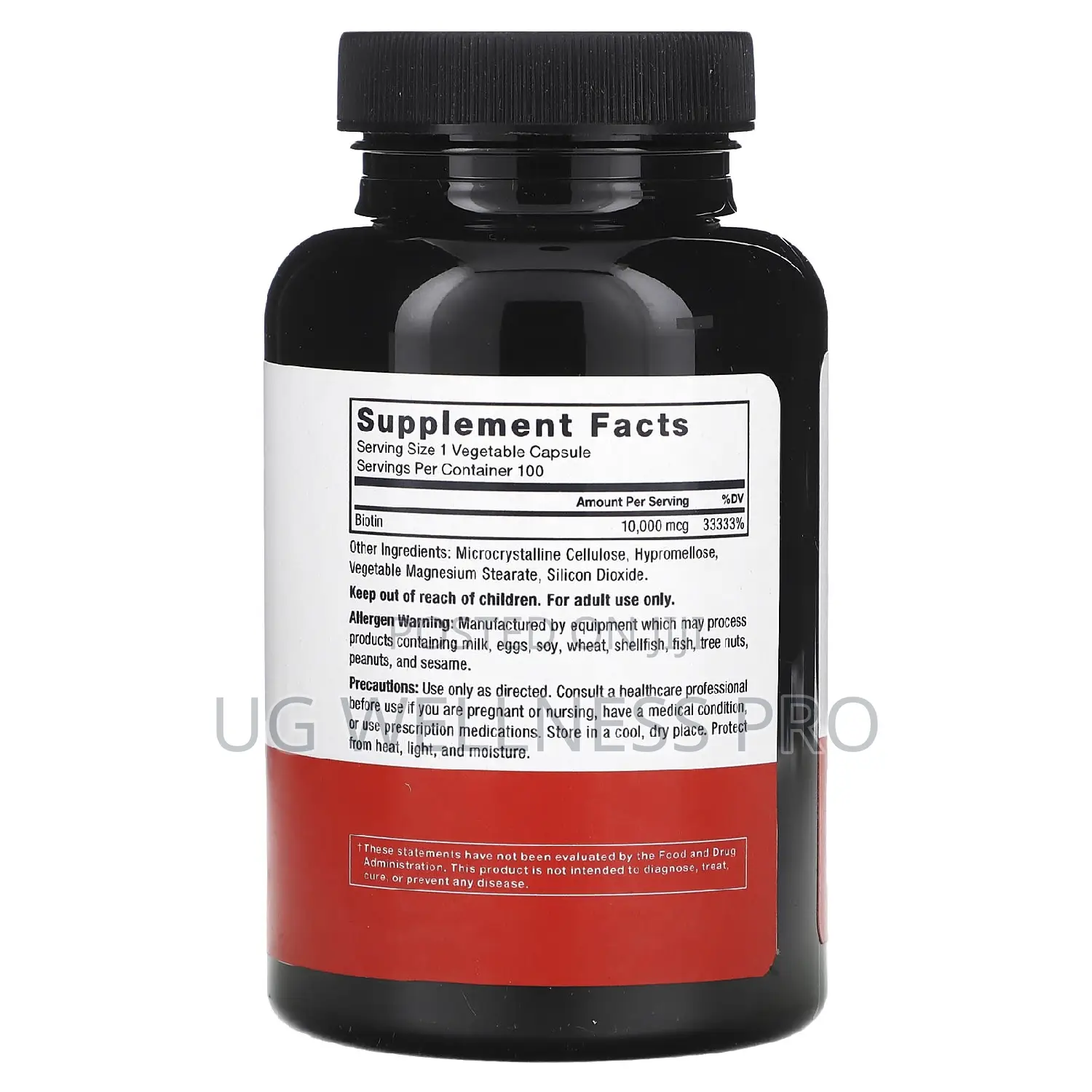 Biotin, 10,000 McG, 100 Veg Caps for Hair, Skin and Nails