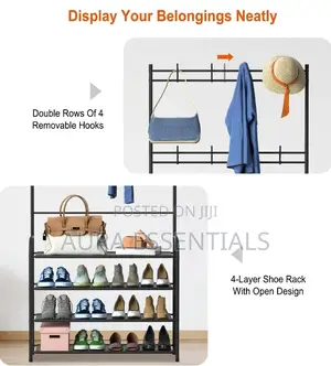 3 in 1 Freestanding Hall Tree Shoe Bench Rack