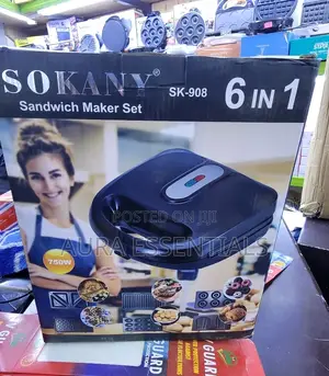 750W 6 in 1 Electric Waffles Maker Set