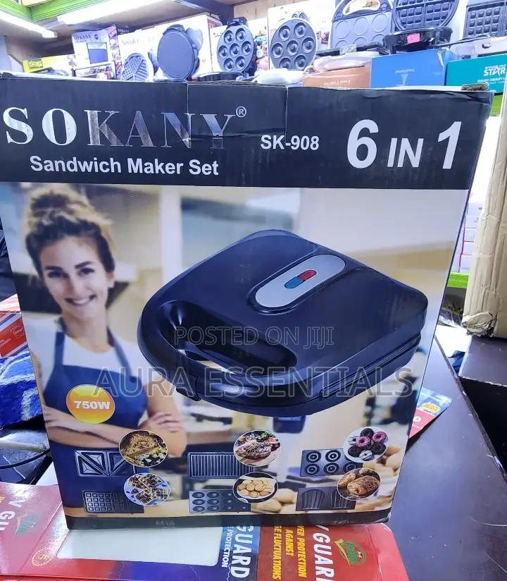 750W 6 in 1 Electric Waffles Maker Set