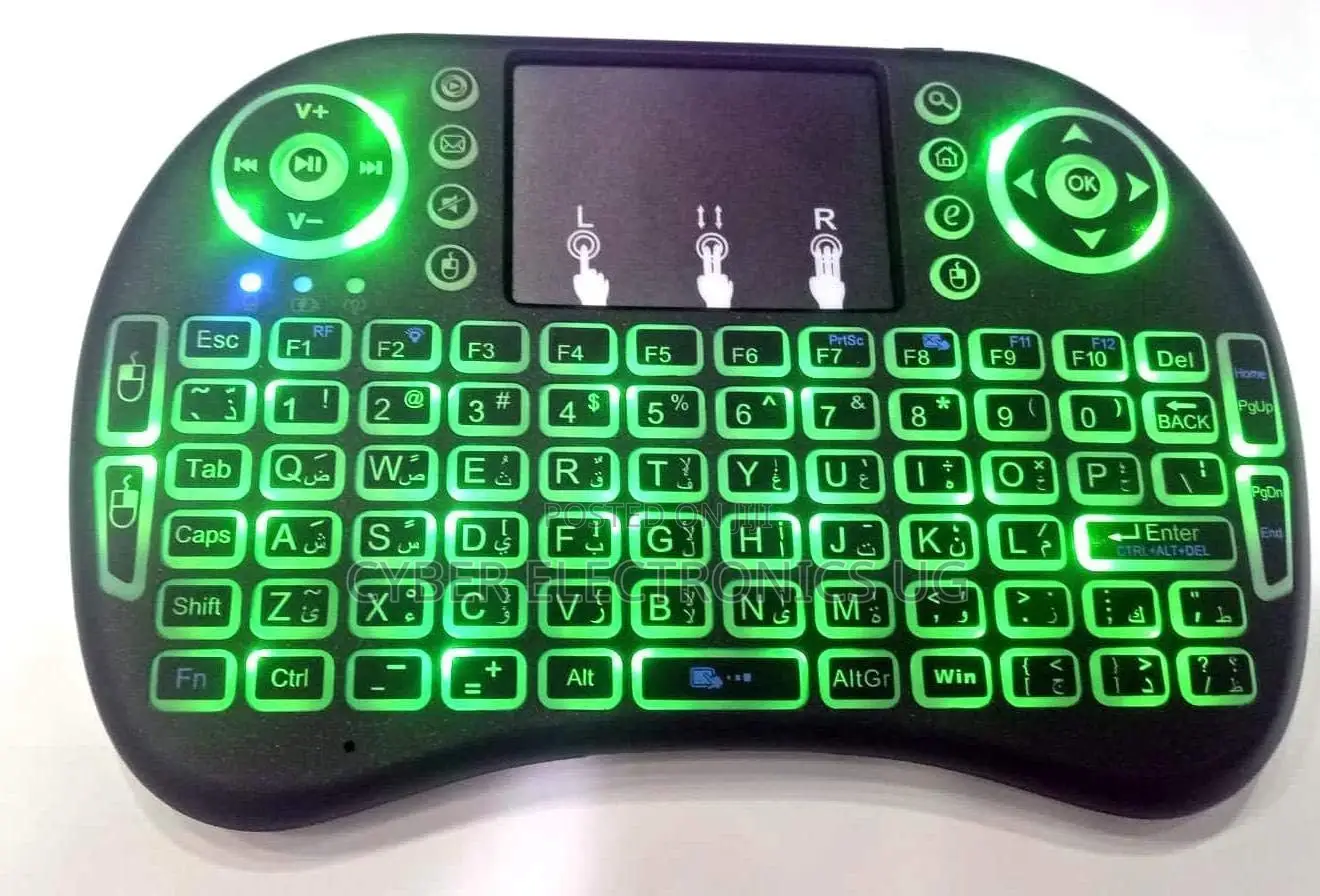 English/Arabic I8 Mini Backlit Wireless Keyboard Touch-Pad