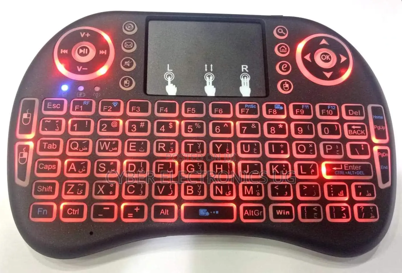 English/Arabic I8 Mini Backlit Wireless Keyboard Touch-Pad