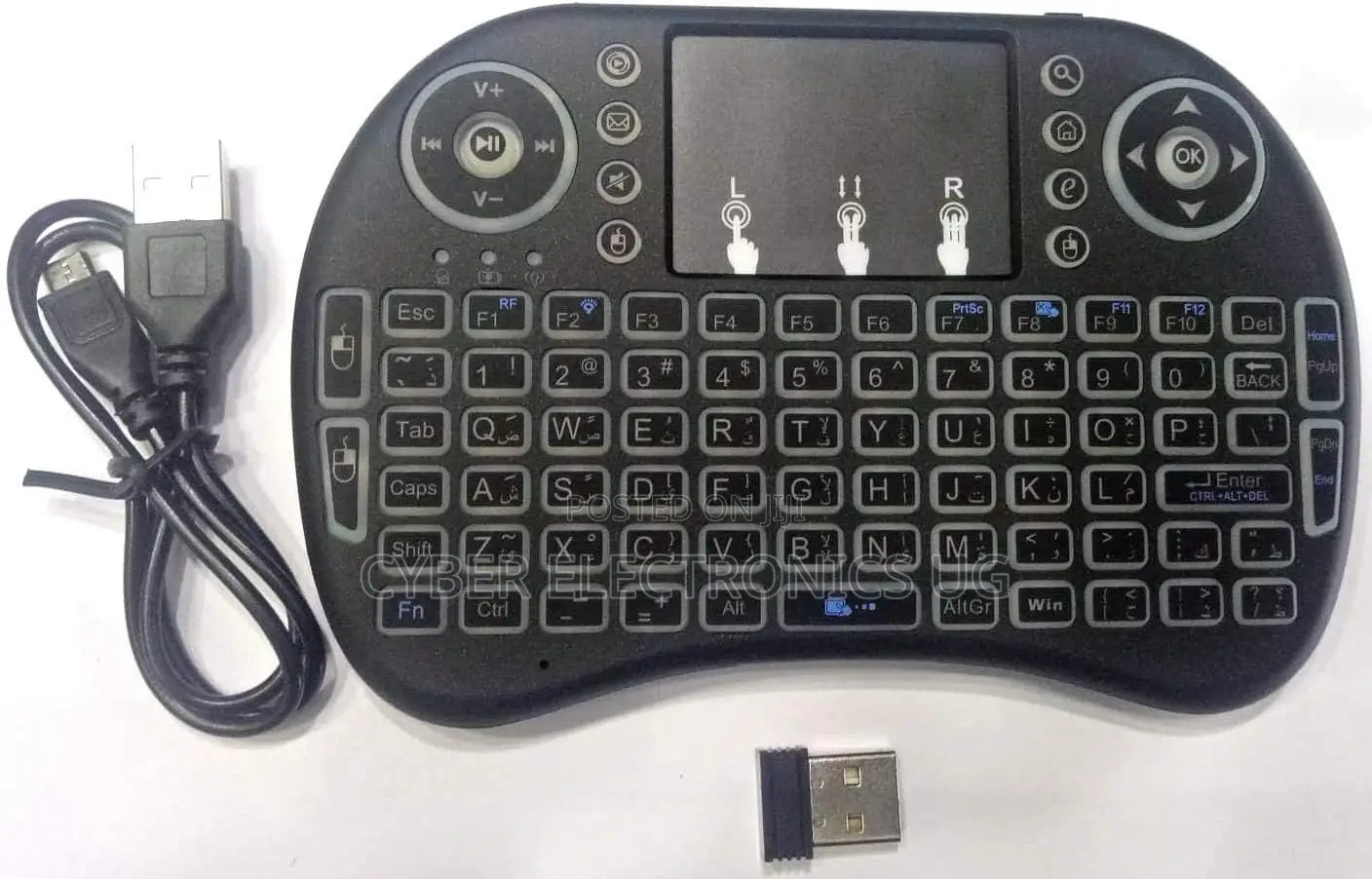 English/Arabic I8 Mini Backlit Wireless Keyboard Touch-Pad