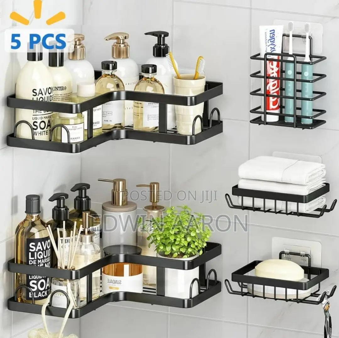 5pcs Adhesive Bathroom Organizer Shelves