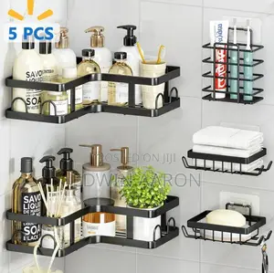 5pcs Adhesive Bathroom Organizer Shelves