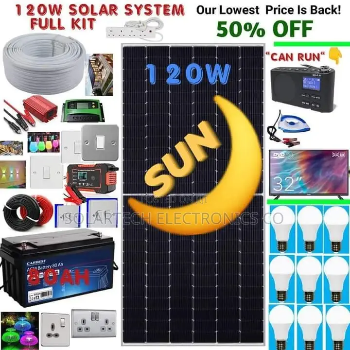 120W and 80ah Solar System Full Kit
