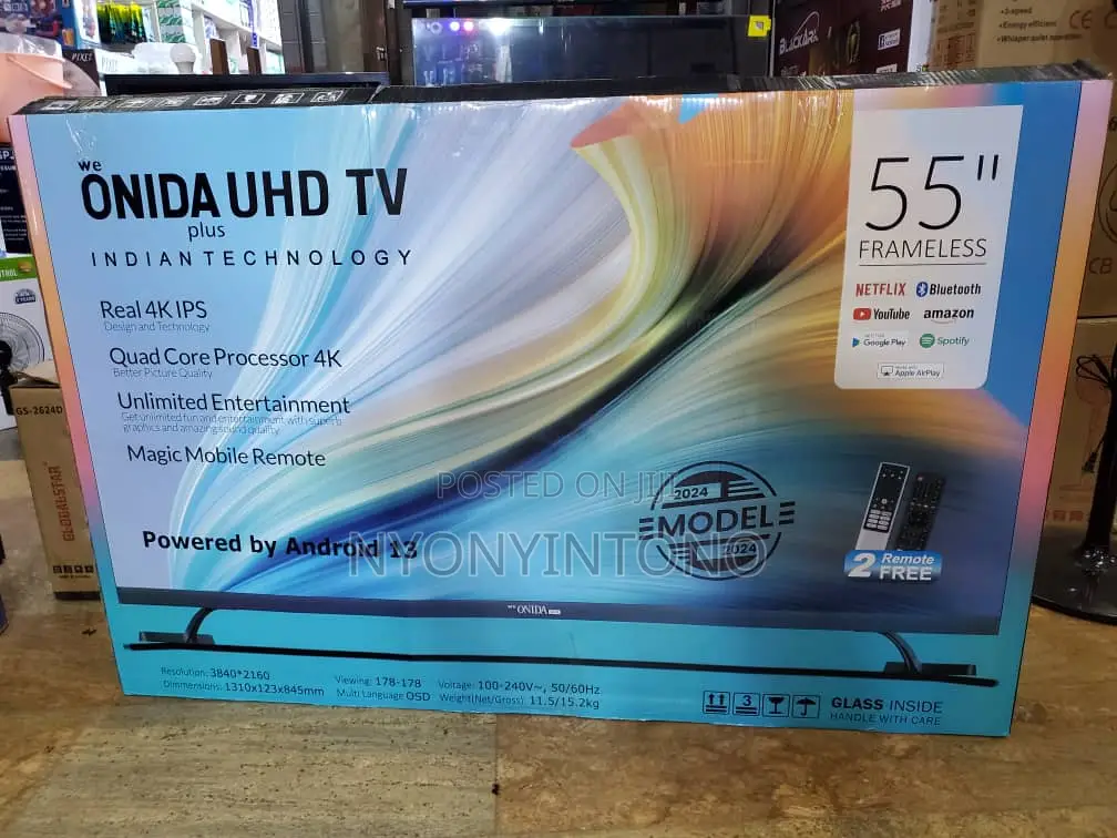Onida 55" Smart Android Frameless UHD Tv.