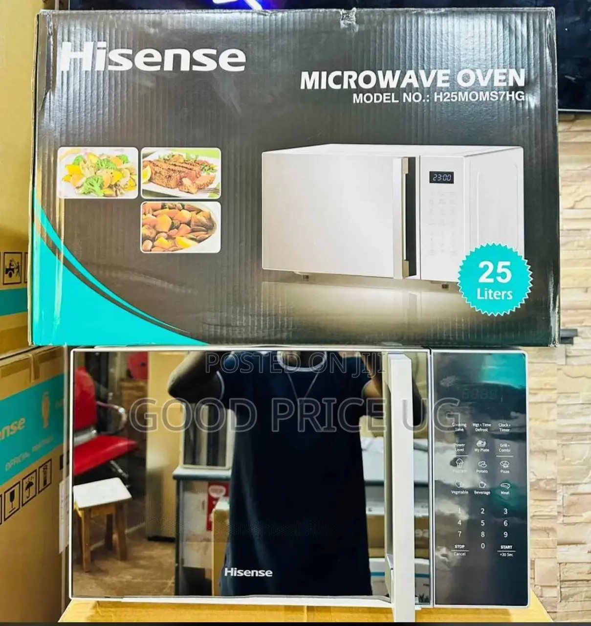 25 Litres Hisense Microwave With Grill Function.