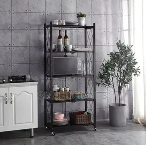 Kitchen Bathroom 5 Layers Folding Metal Storage Rack