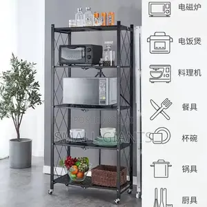 Kitchen Bathroom 5 Layers Folding Metal Storage Rack
