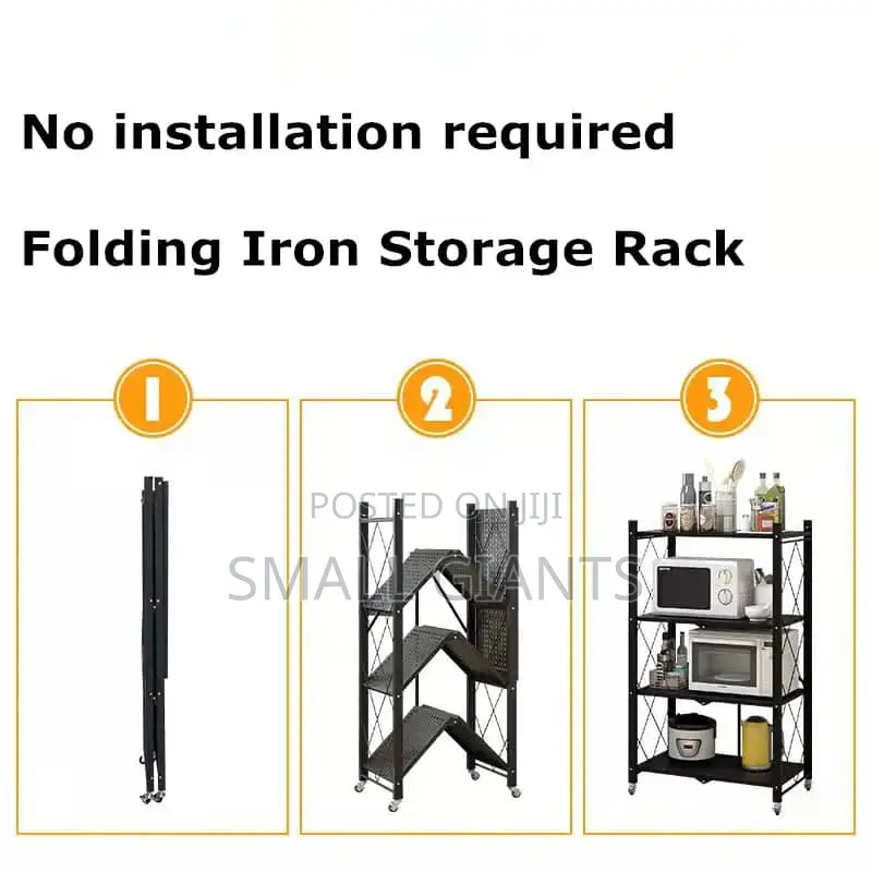 Kitchen Bathroom 5 Layers Folding Metal Storage Rack