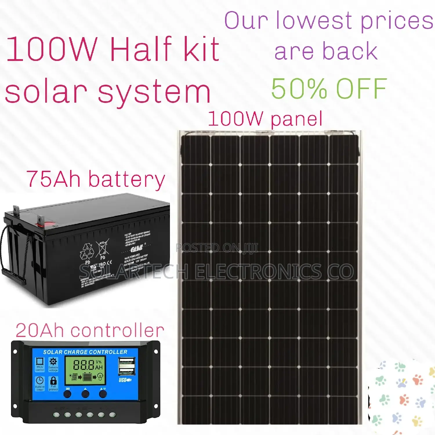 100W Solar System ( Half Kit)