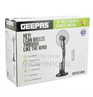 Geepas Mist Fan With Remote Control and 2 Years Warranty.