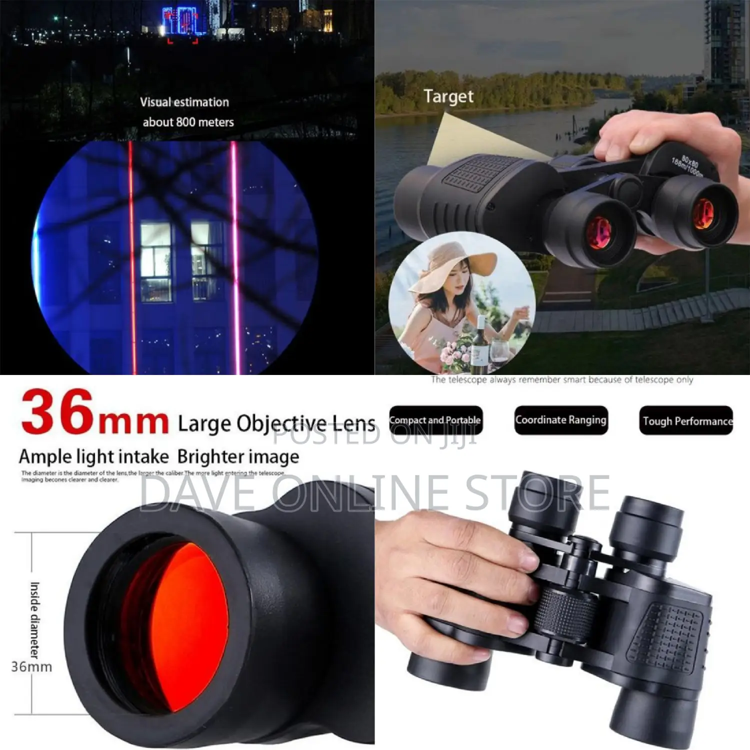 80X80 Binoculars,Long Range Hunting Binoculars Black