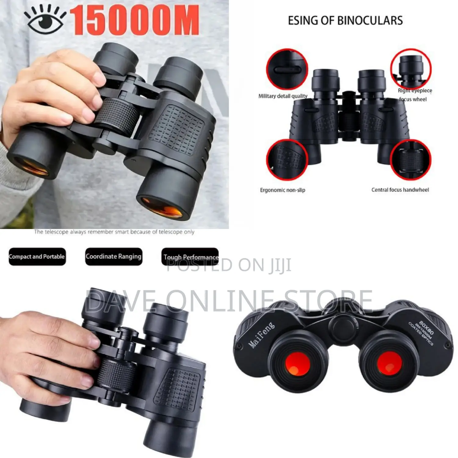 80X80 Binoculars,Long Range Hunting Binoculars Black
