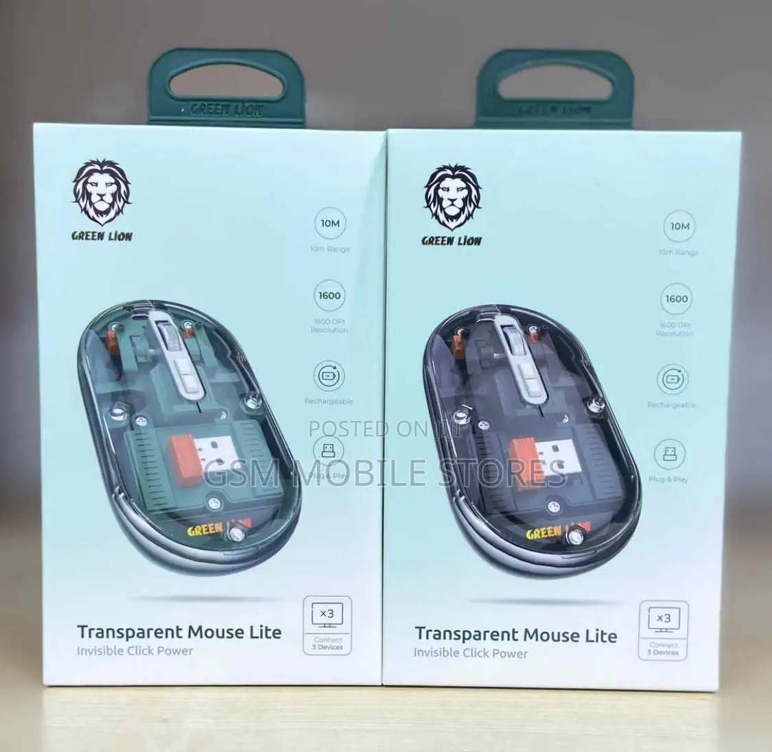 Green Lion Transparent Mouse 2400DPI 400mah