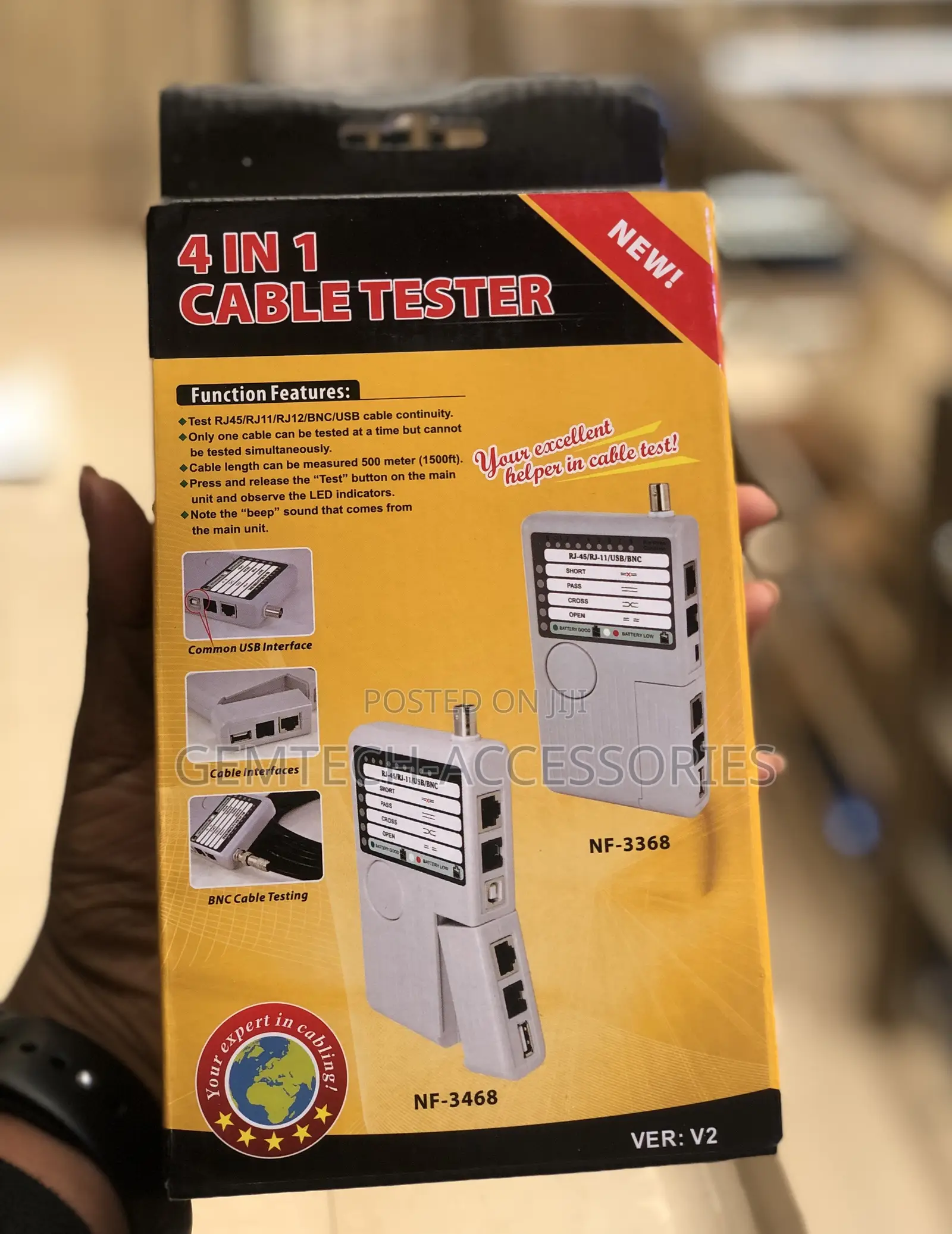 Networking Remote Cable Tester 4 in 1 - Rj11, Rj45, USB, BNC