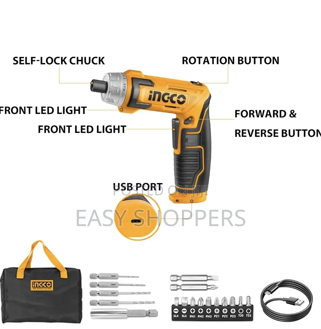 INGCO Cordless Screwdriver, Rechargeable Drill Driver Set,