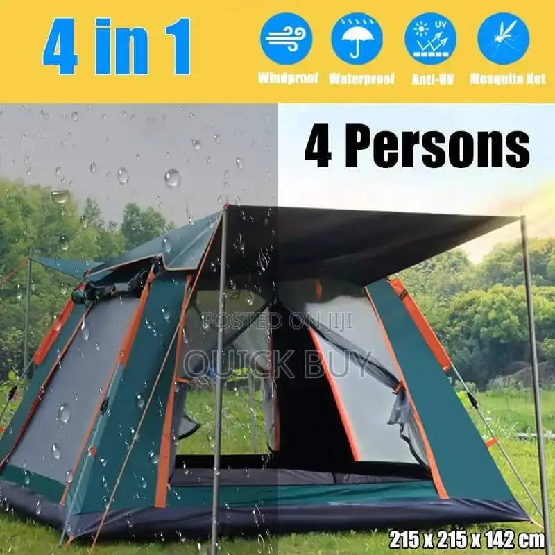 4 People Heavy-Duty Automatic Camping Tent