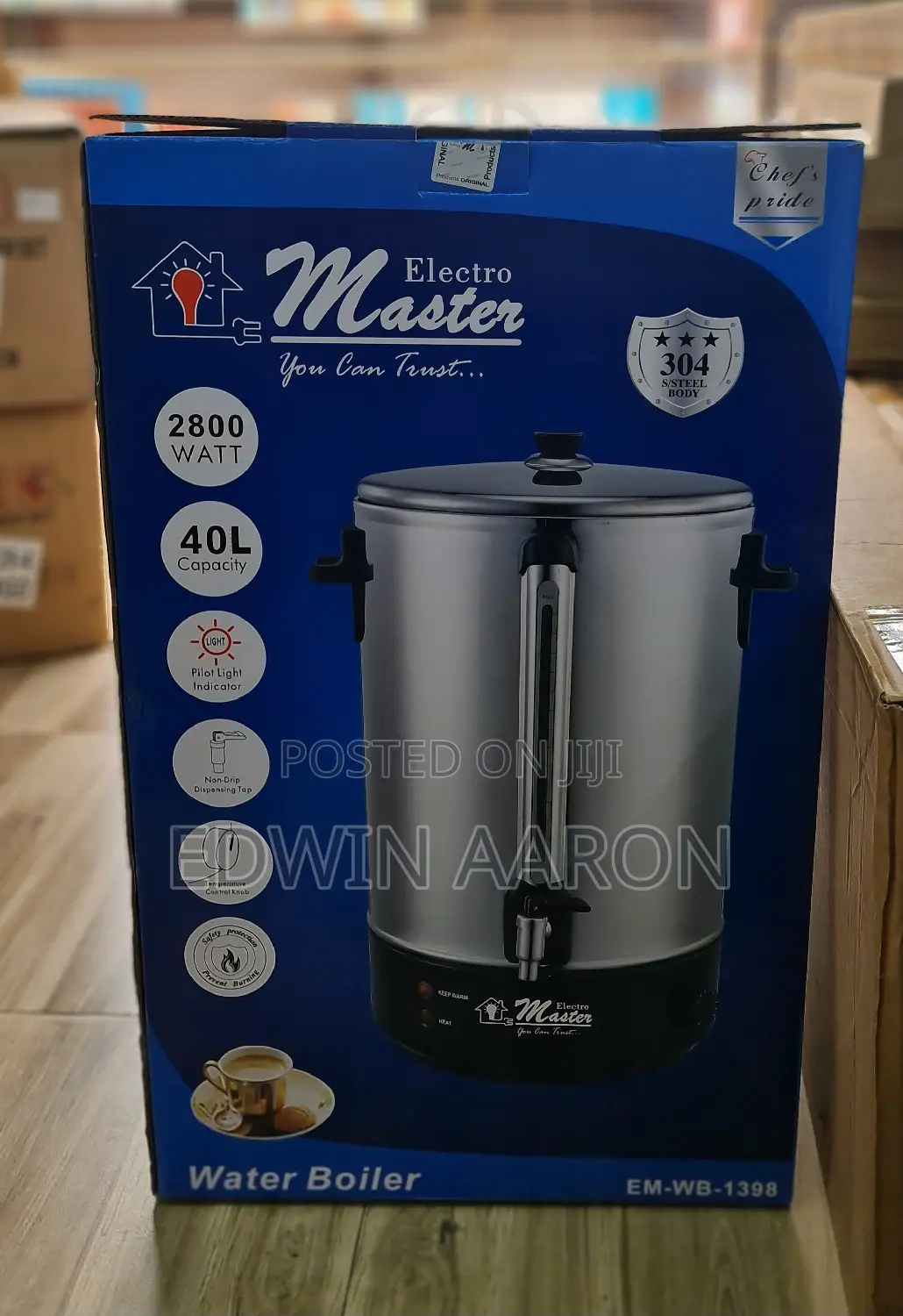 Electro Master Stainless Steel Water Boiler 40L