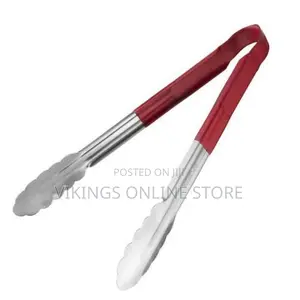Insulated Handle Steel Tongs - Silver