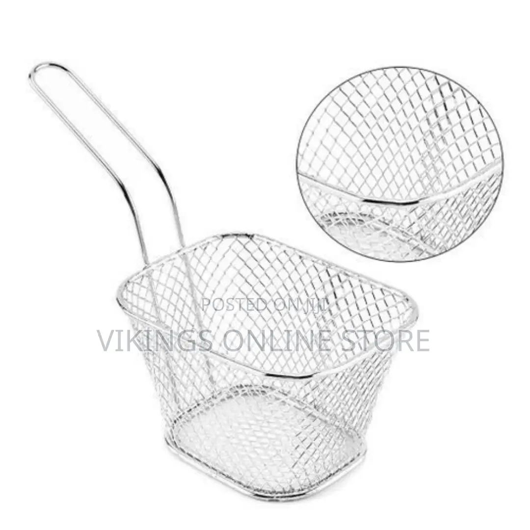 Frying Basket Chips Net Strainer Oil Filter, Silver.