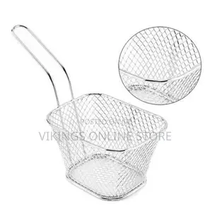 Frying Basket Chips Net Strainer Oil Filter, Silver.