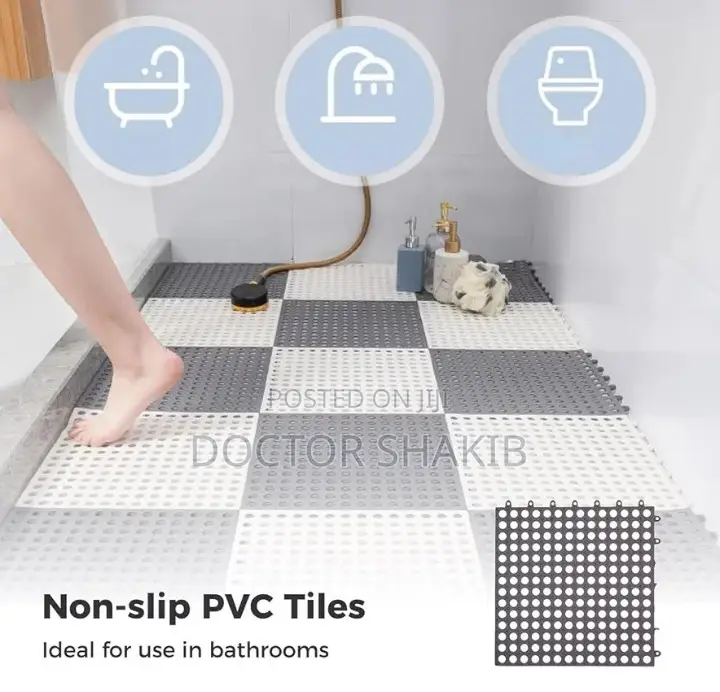 New 6pcs Interlocking Non-Slip Bathroom Floor Tiles