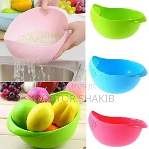 1pc Vegetable Washing Bowl Food/ Rice Strainer