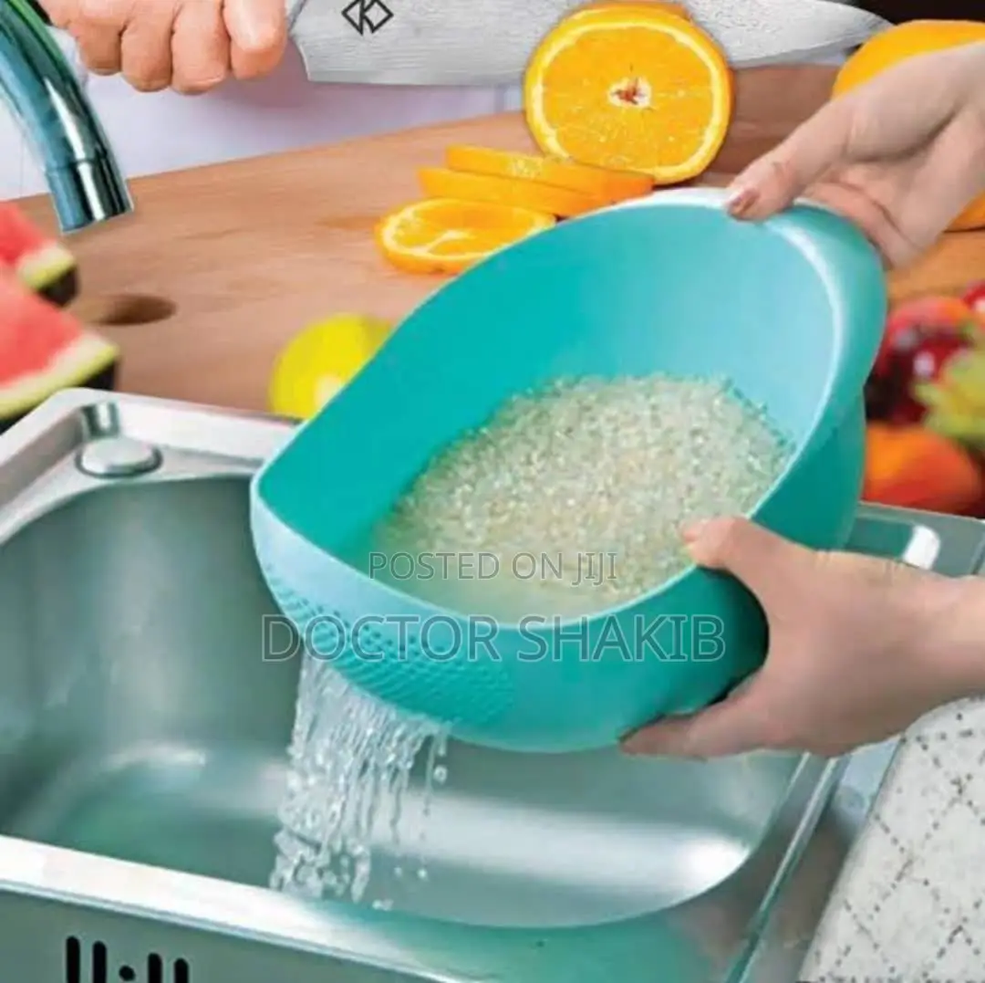 1pc Vegetable Washing Bowl Food/ Rice Strainer