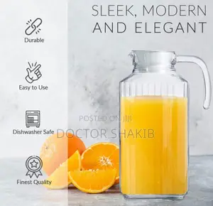 New 1.5L Lined Glass Juice/ Water Dispenser Jug- Colorless