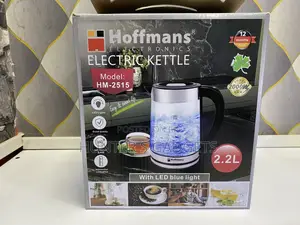 Hoffmans Electric Glass Kettle With Led Blue Light 2.2litres