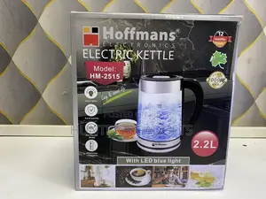 Hoffmans Electric Glass Kettle With Led Blue Light 2.2litres
