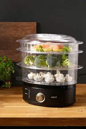 UK NEXT 6.8L Black Bronx 3-tier Food Steamer 800W