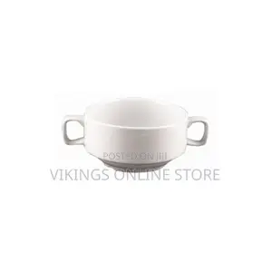 Double Handle Soup 6 Pc Ceramic Soup Bowls - White