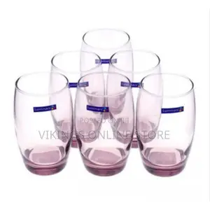 Luminarc 6 Pieces of Oval Water Juice Glasses Cups -Purple.