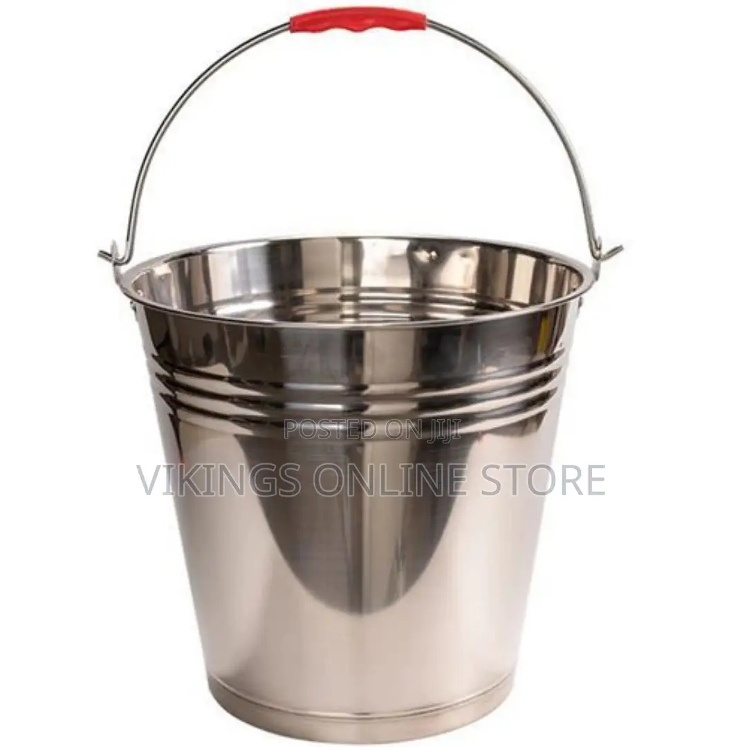 Stainless Steel Bucket With Lid and Handle-Silver