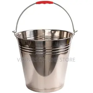 Stainless Steel Bucket With Lid and Handle-Silver