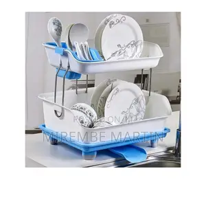 2 Tier Plastic Dish Drainer Rack.