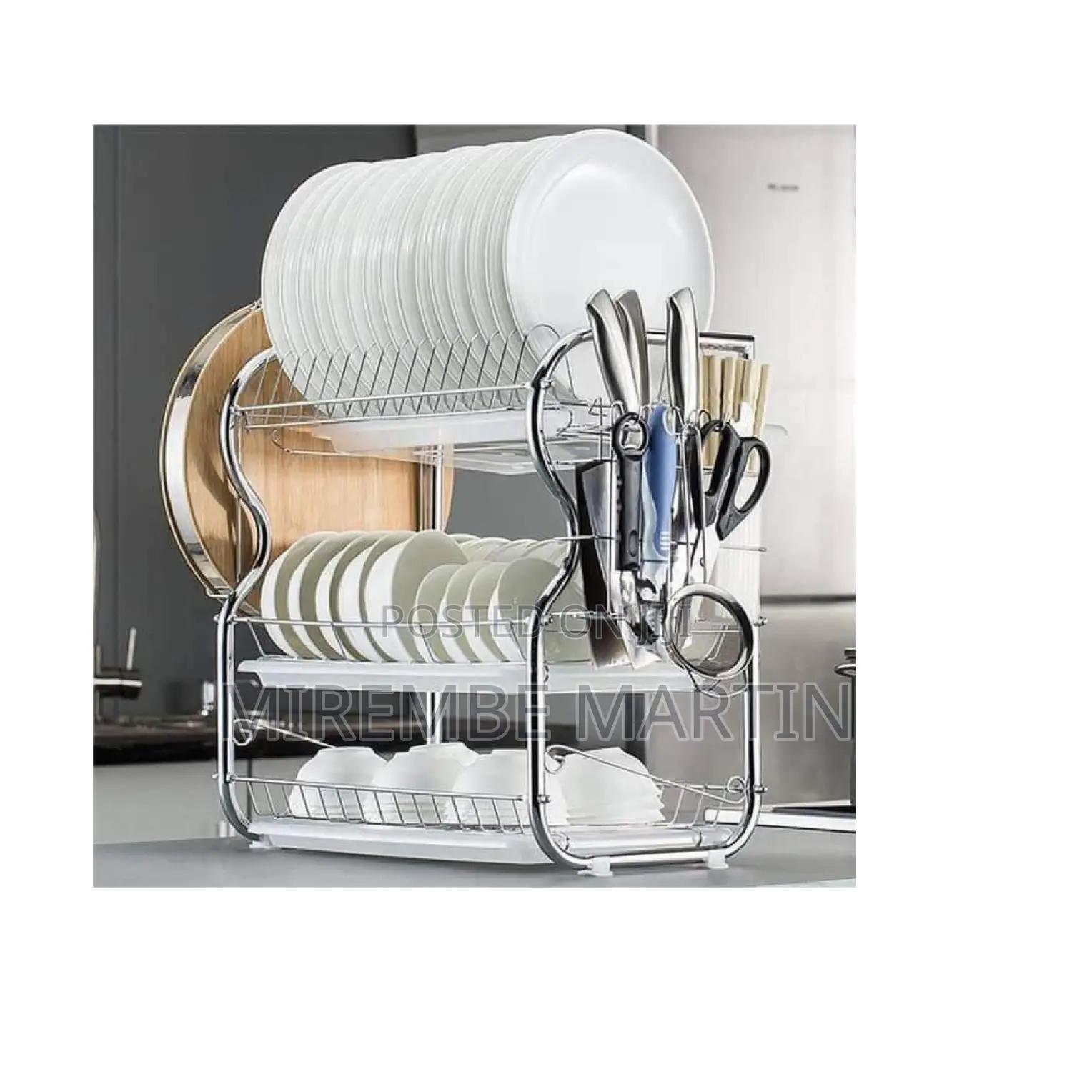 3 Tier Stainless Steel Dish Drainer Rack.