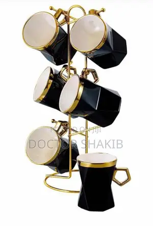 Well Designed Set of 6 Mugs With Rack