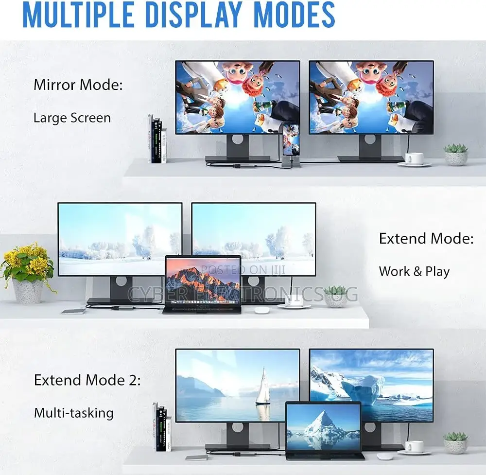Type C Hub to HDMI VGA Adapter With USB 3.0
