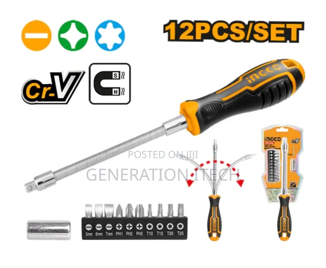 Ingco 12-Piece Flexible Shaft Screwdriver Set -